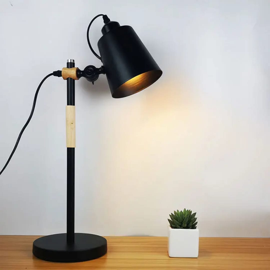 Partiam Modern Nordic Wood And Metal Desk Lamp