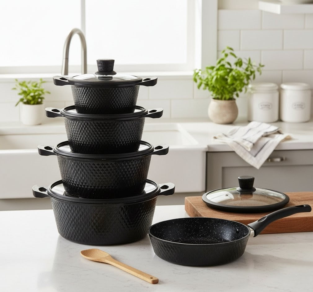 11Pc Cookware Set with Silicone Lid Covers