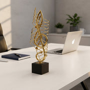 Dawood Lifestyle & Gadgets kes golden metal treble clef musical note trophy sculpture with black base 40cm decorative ornament for music room and office décor.