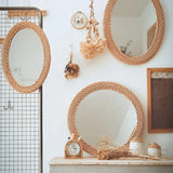 Modern Oval Rattan Bamboo Decorative Mirror