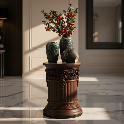 3;Piece Dark Green & Gold Accent Vase Set