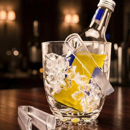 Glass ice bucket with tong for serving chilled drinks