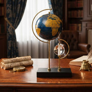 Desktop globe with crystal ball accent, elegant decorative piece for home or office