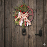 Christmas Rustic Wagon Wheel Wreath