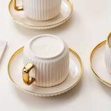 European Style Gold Edge Ceramic Coffee And Tea Cups Set