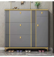 Modern bucket flip shoe cabinet with slim space-saving design for hallways and entryways