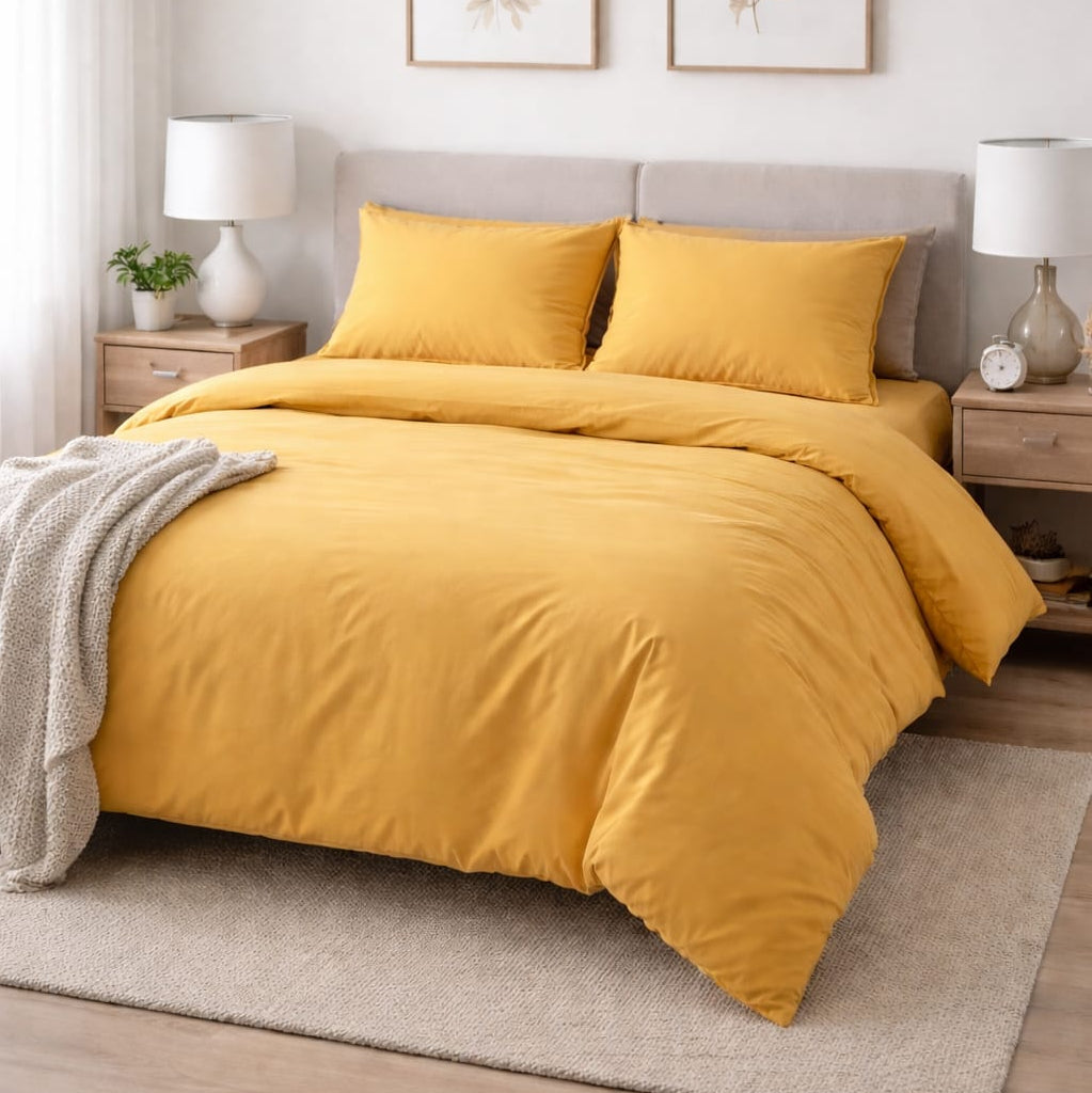 6pcs pure cotton duvet cover set with fitted bedsheet and pillowcases, soft breathable bedding set.