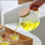 High Borosilicate Ribbed Glass Teapot