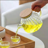 High Borosilicate Ribbed Glass Teapot