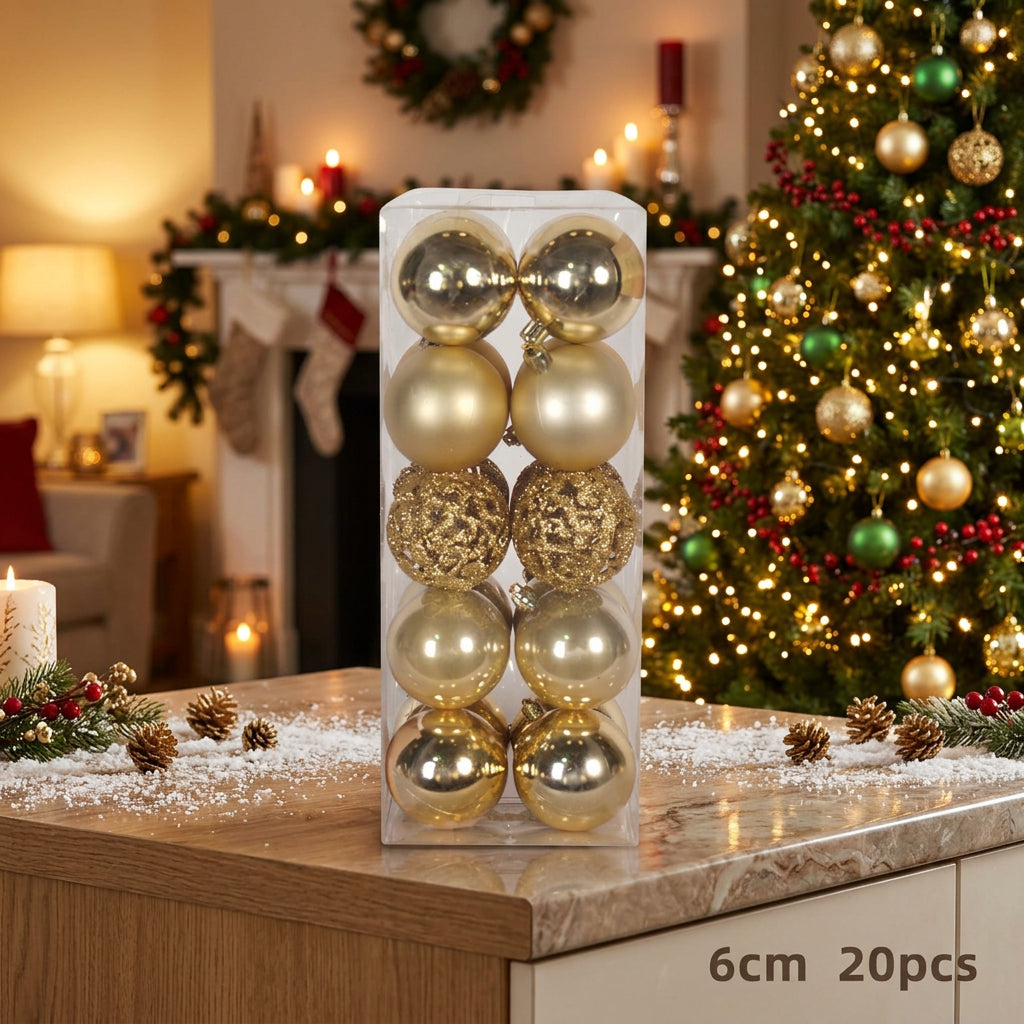 20 Piece Christmas Ball Ornaments Set with Hanging Hooks