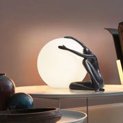 Matte Black Sculptural LED  Table Lamp