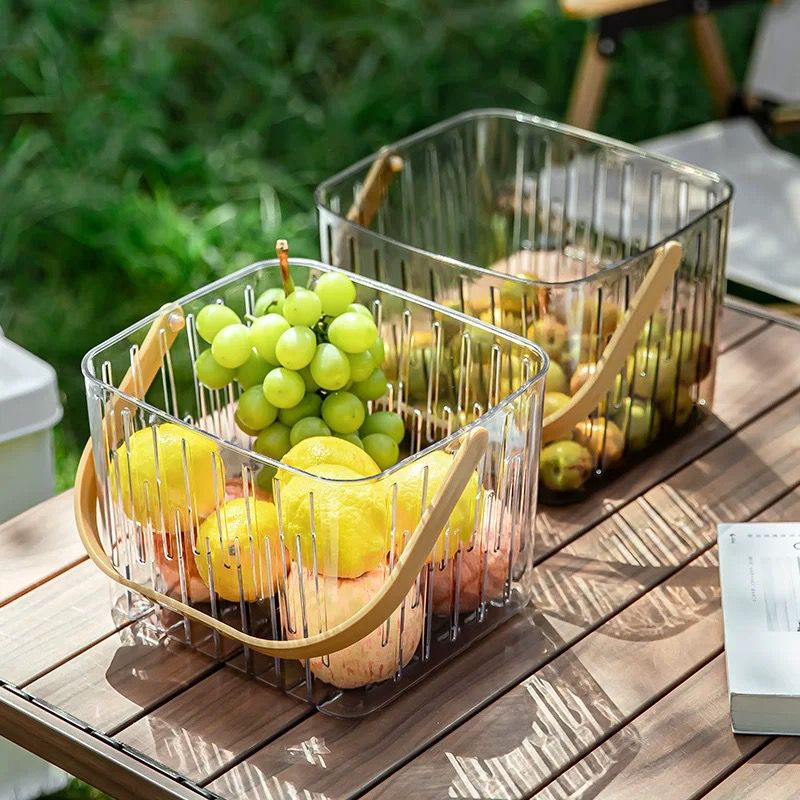 Multipurpose storage basket organizer with a built-in handle for convenient home and office organization.