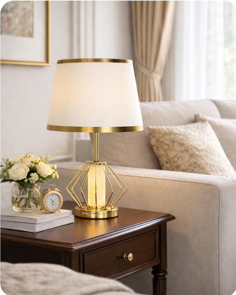 Medium sized table lamp with simple modern design for home décor and ambient lighting