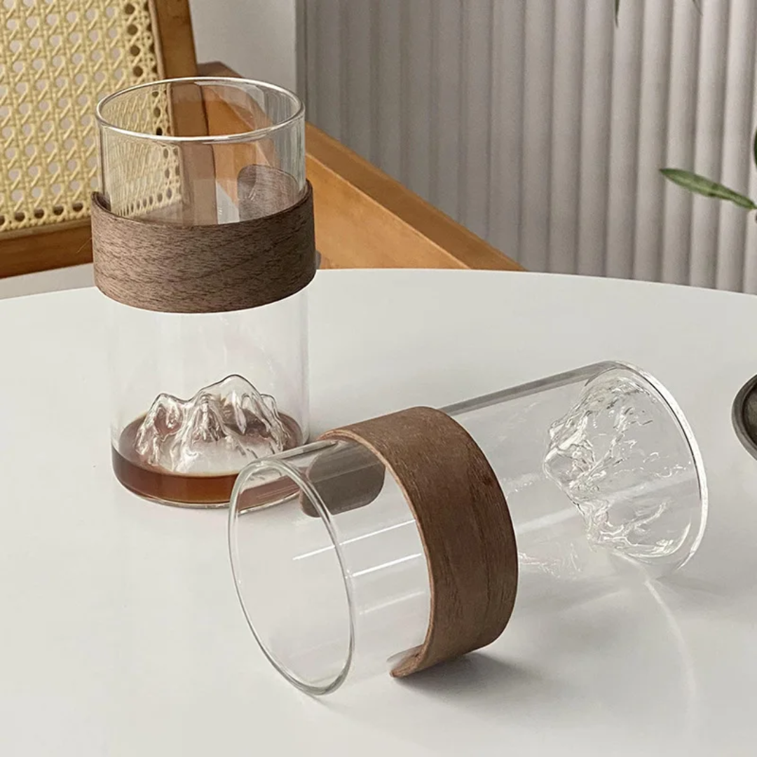 6Pcs 365ml Mountain View Glass Cup