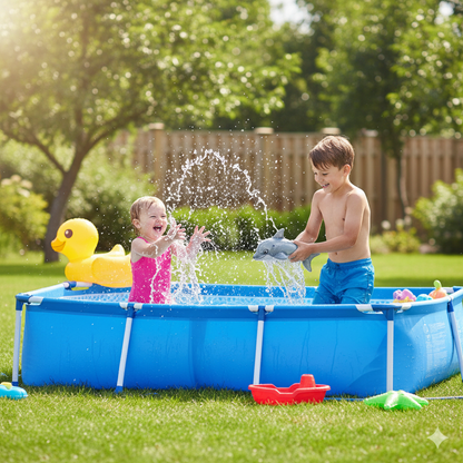 Rectangular Metal Frame Pool Blue