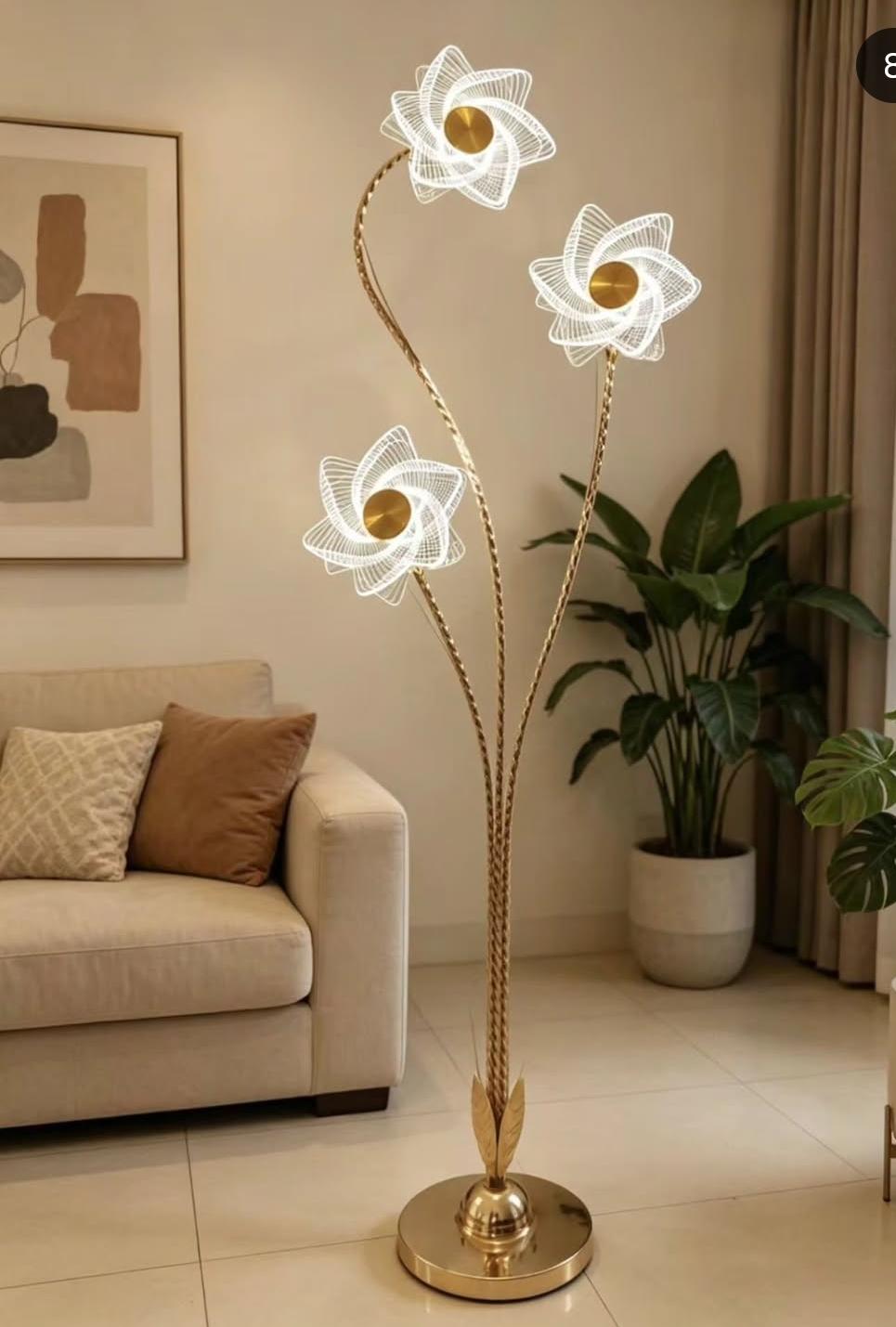 3 Head Flower Floor Lamp with Acrylic Petals