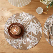Set of 6 round table placemats with elegant leaf pattern design