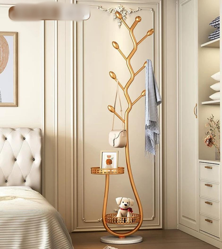 Cream-Style Floor Standing Coat Rack