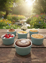 Blue Ceramic Dessert Bowl Set 6pcs