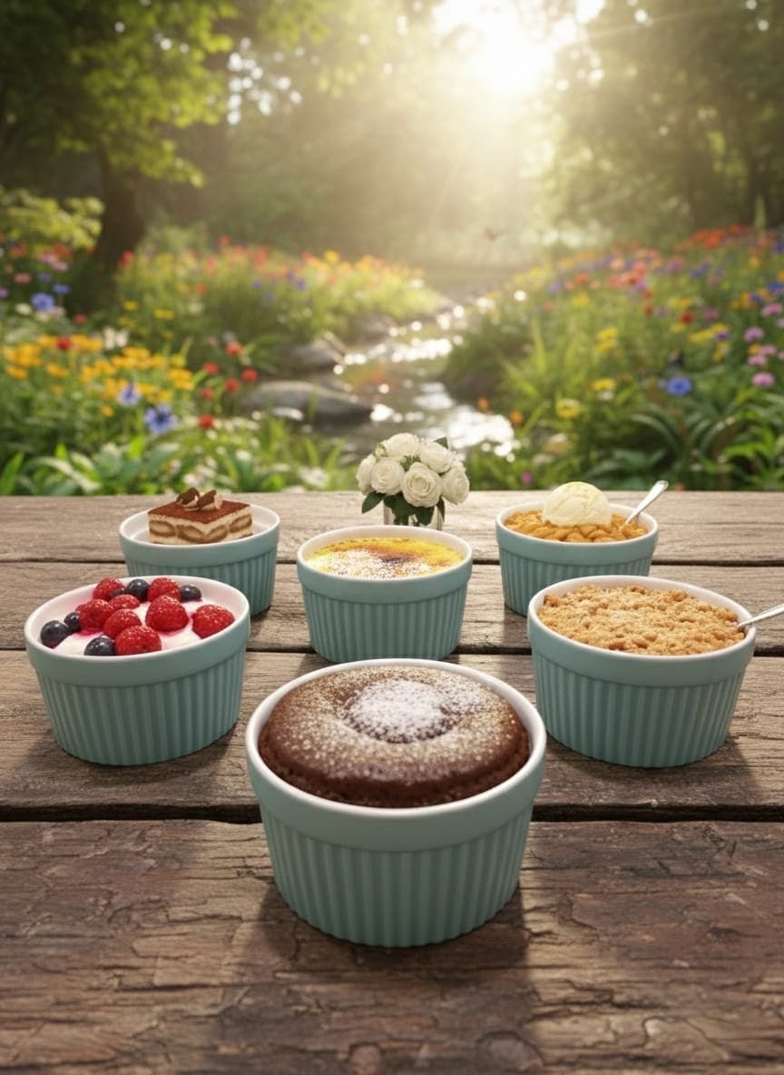 Blue Ceramic Dessert Bowl Set 6pcs