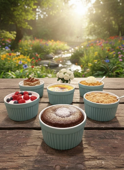 Blue Ceramic Dessert Bowl Set 6pcs