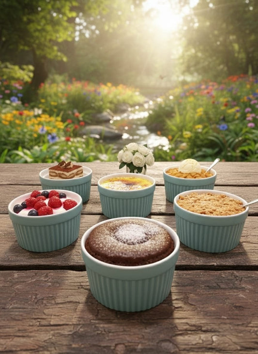 Blue Ceramic Dessert Bowl Set 6pcs