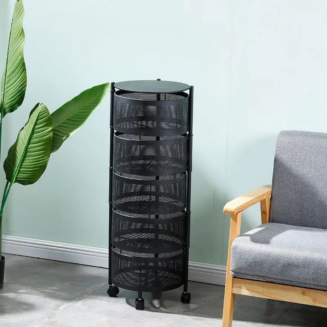 5 Tier Round Rotating Fruit and Vegetable Rack