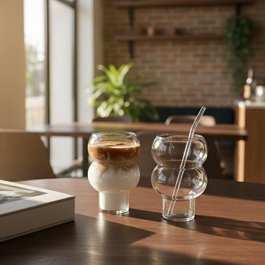 Gourd shape borosilicate glass water cup