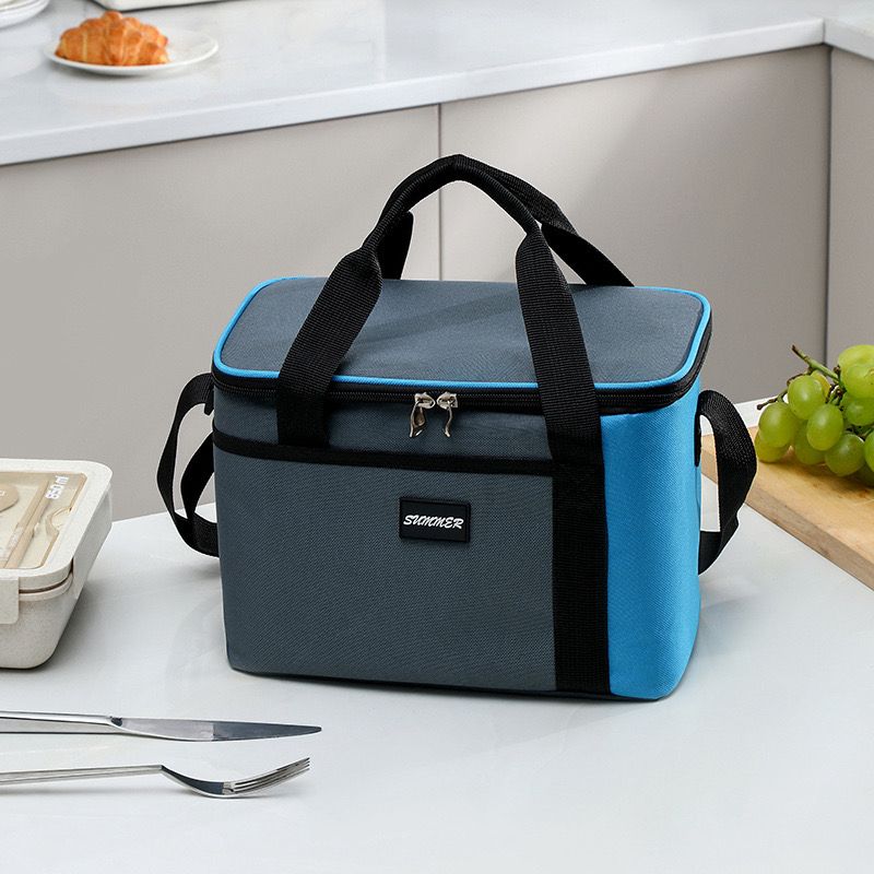 Large capacity green Oxford fabric lunch bag with sturdy handles