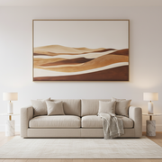 Framed Hilly Lines Printed Oil Painting Wall Art 120 By 80 Cm In Brown Beige And White Tones