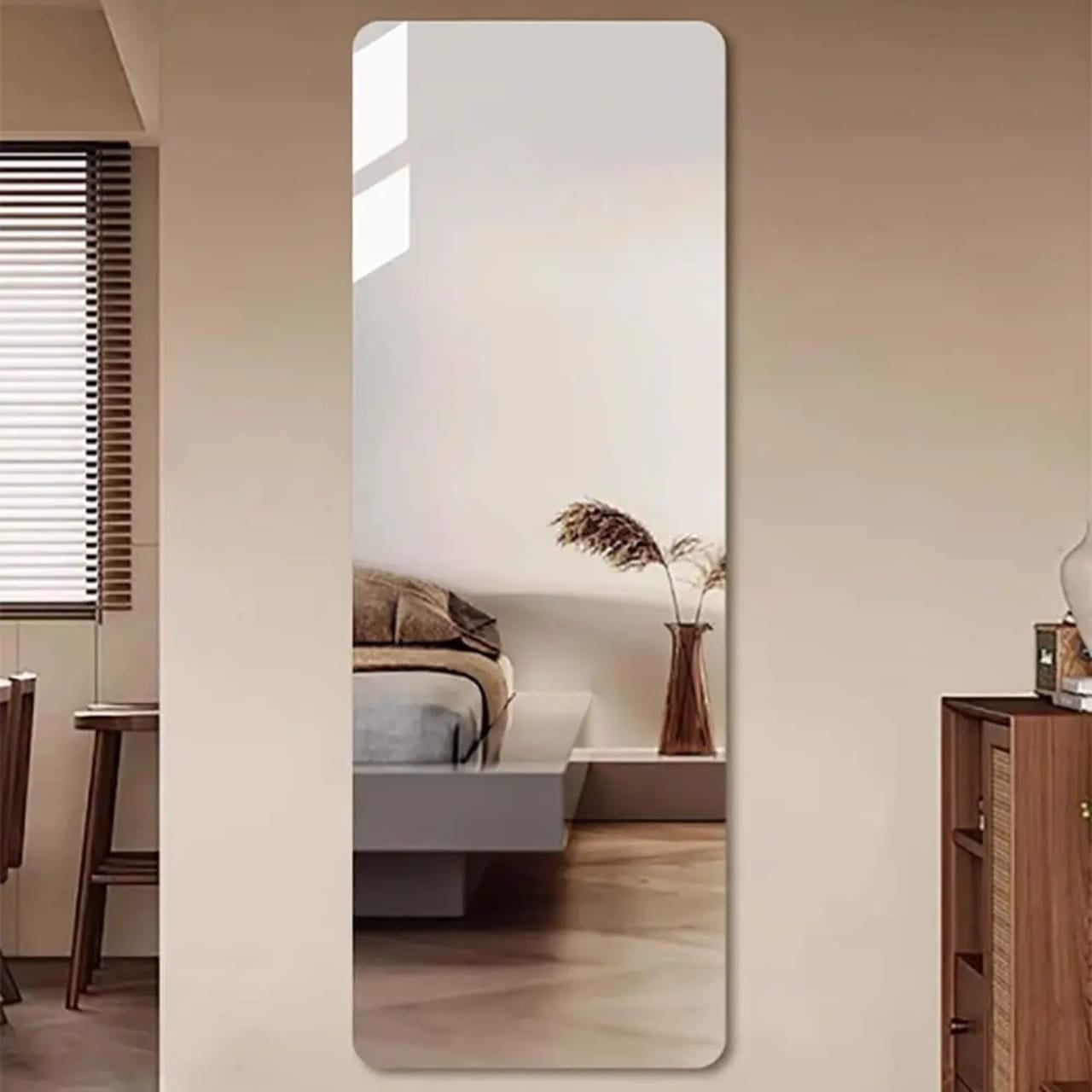 120 × 40 cm rectangular unbreakable acrylic self adhesive mirror for walls, doors, wardrobes, and closets.