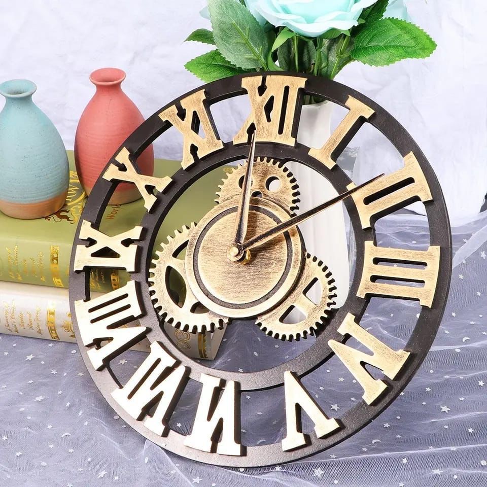 3D Roman Vintage Gear Pocket Wall Clock – 60 cm