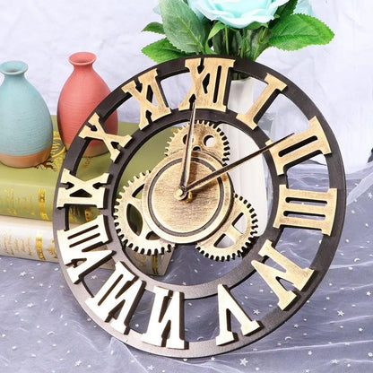 3D Roman Vintage Gear Pocket Wall Clock – 60 cm
