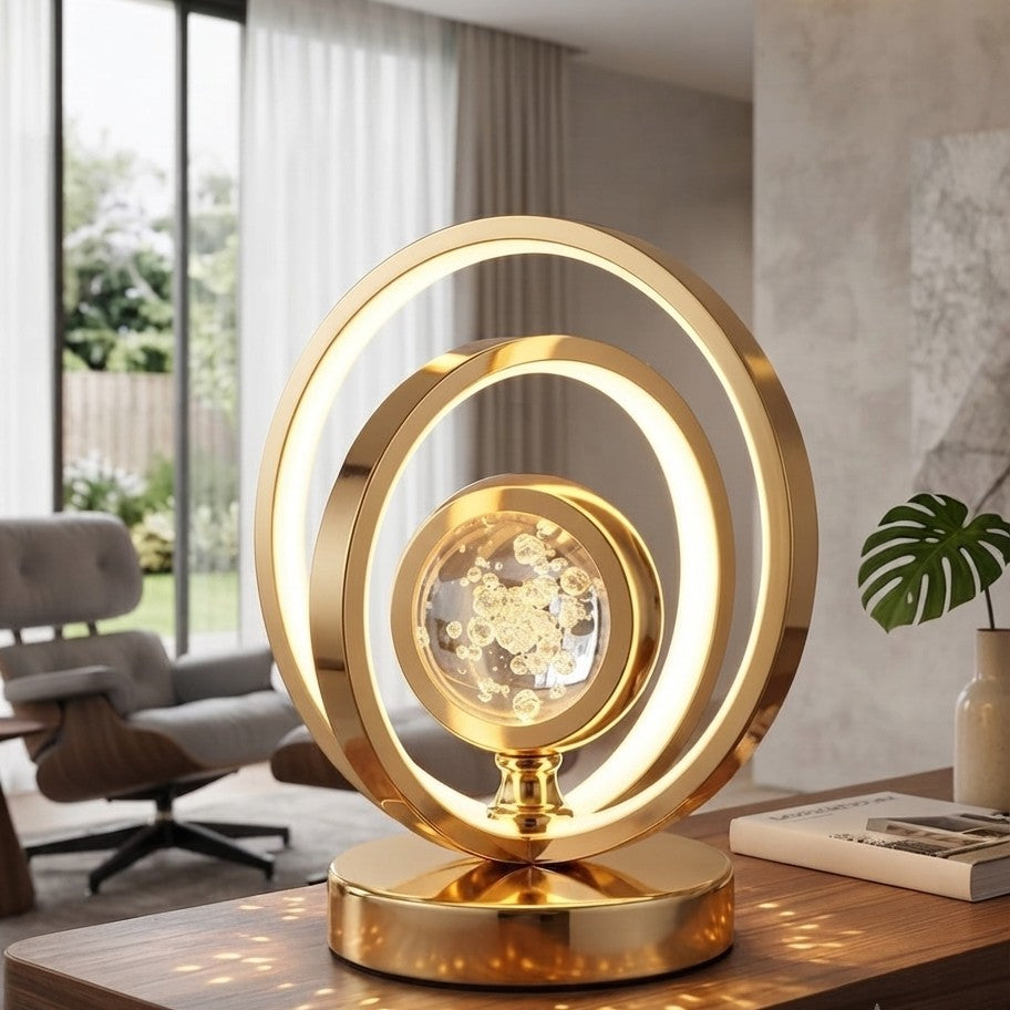 Decorative round night light table lamp measuring 22 × 14 × 19 cm for elegant bedroom, living room, and study décor.