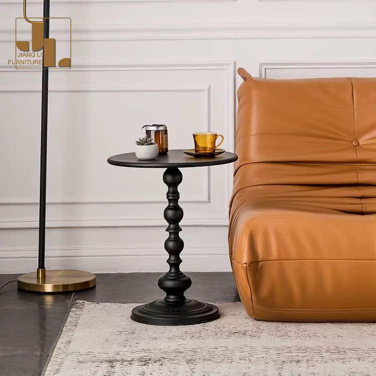 Retro Iron Pedestal Side Table 40cm