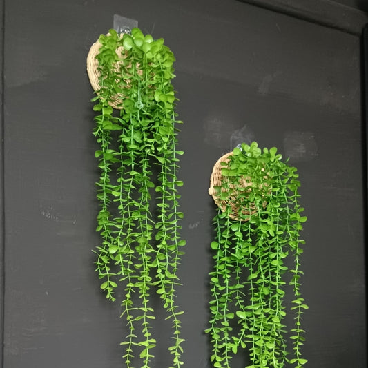 Artificial hanging plant with woven pot 90cm decorative greenery for home and office décor
