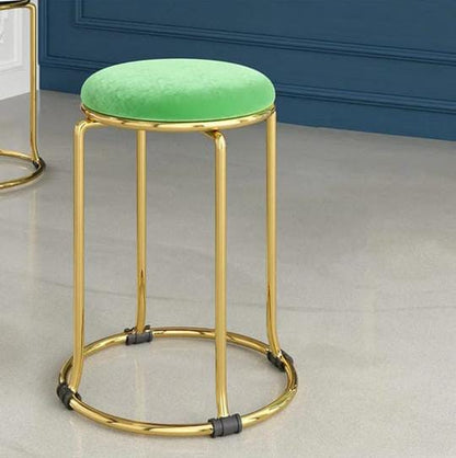 Velvet Vanity Stool With Metal Legs