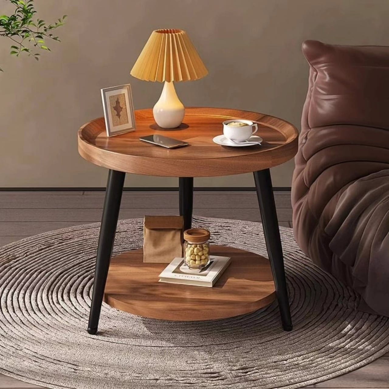 Minimalist two-layer coffee side table stool for home and office use