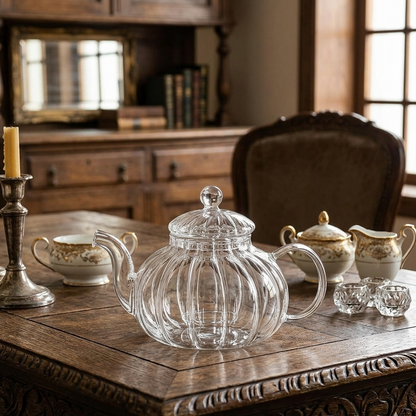 800ml Striped Borosilicate Glass Teapot