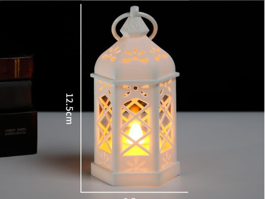 Vintage LED Lantern – White & Black, 12.5 × 6.5 cm