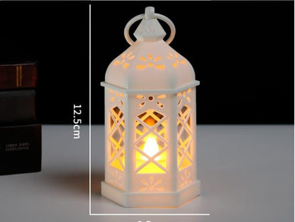 Vintage LED Lantern – White & Black, 12.5 × 6.5 cm