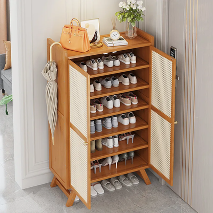 Rattan Shoe Cabinet with Flip Drawers