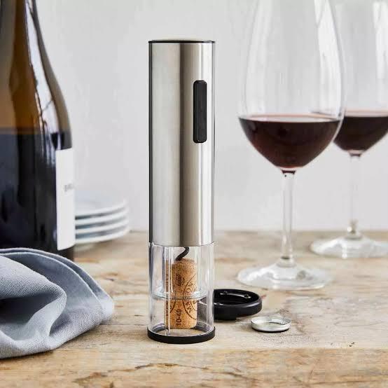 Rechargeable stainless steel corkscrew wine opener for effortless bottle opening