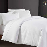 Binded White Striped Duvet Set
