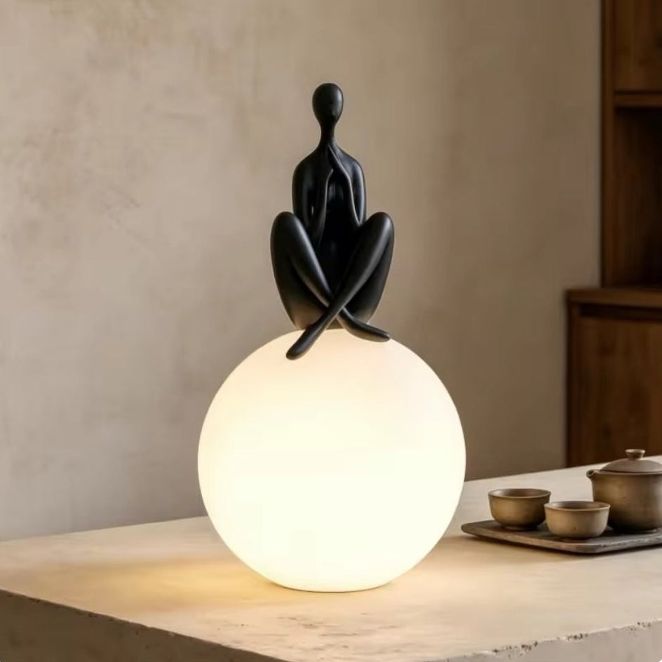 Black Figure Zen Yoga Sculpture Globe Table Light