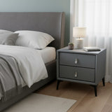 Modern Wooden Nightstand With 2 Drawers