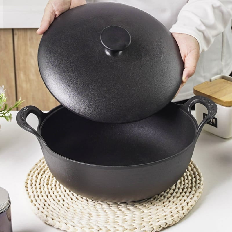 Cast Iron Flat Bottom Wok With Lid