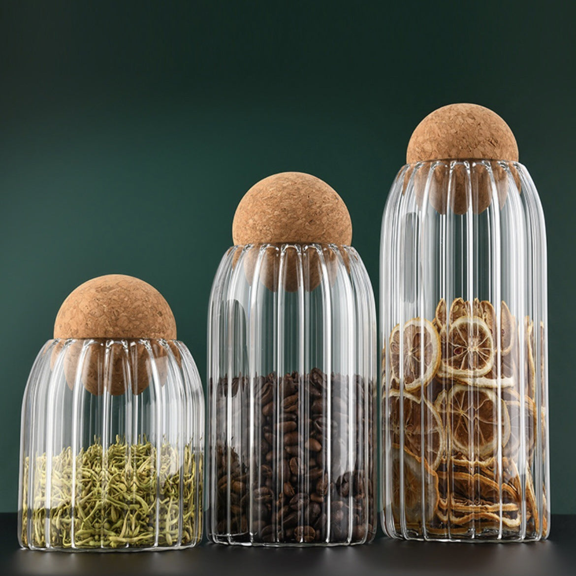3Pc Glass Spice Jar Set with Bamboo Lids