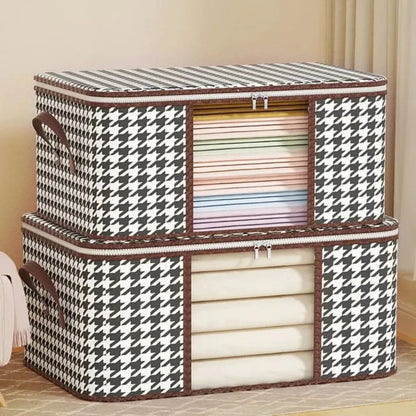 2-in-1 foldable fabric storage box, large cloth organizer for clothes and household storage. 