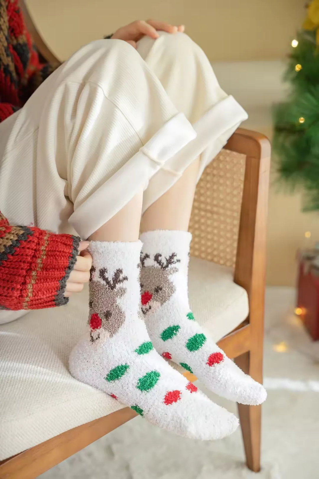 Coral Fleece Christmas Socks